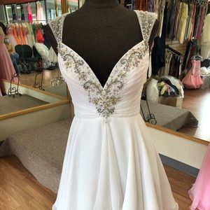 White cap sleeves formal dress just reduced